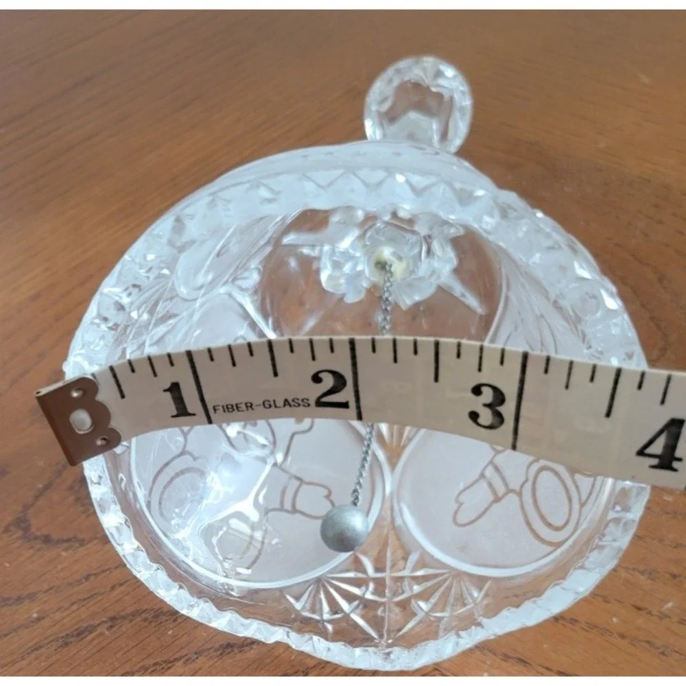Crystal Glass Bell Vintage Teddy Bear Nursery Decor Collectible Clear